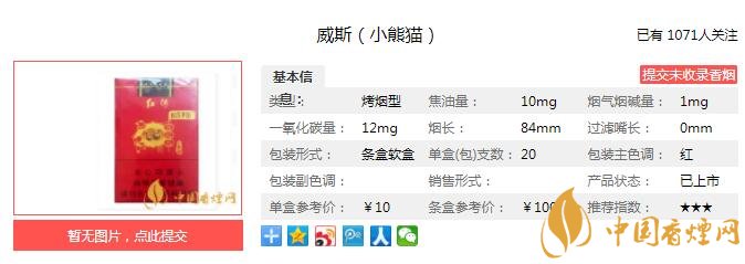 威斯小熊猫多少钱一包？威斯（小熊猫）价格-口感-参数