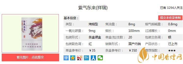 紫气东来祥瑞香烟价格-口感-参数